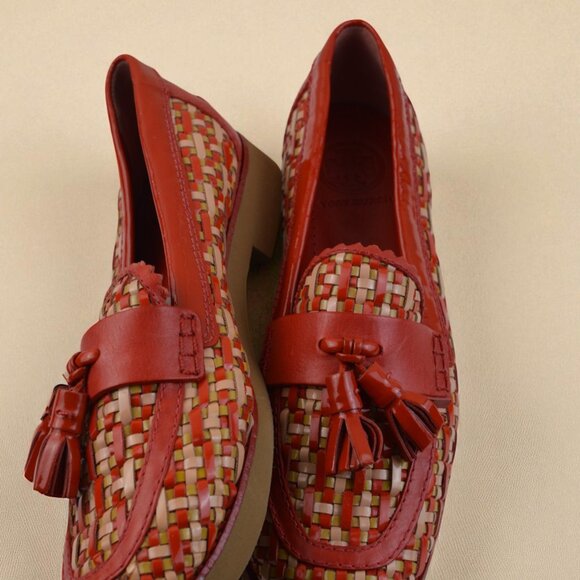 Tory Burch Careen Loafers | Size 7.5 Red & Tan - Picture 5 of 6
